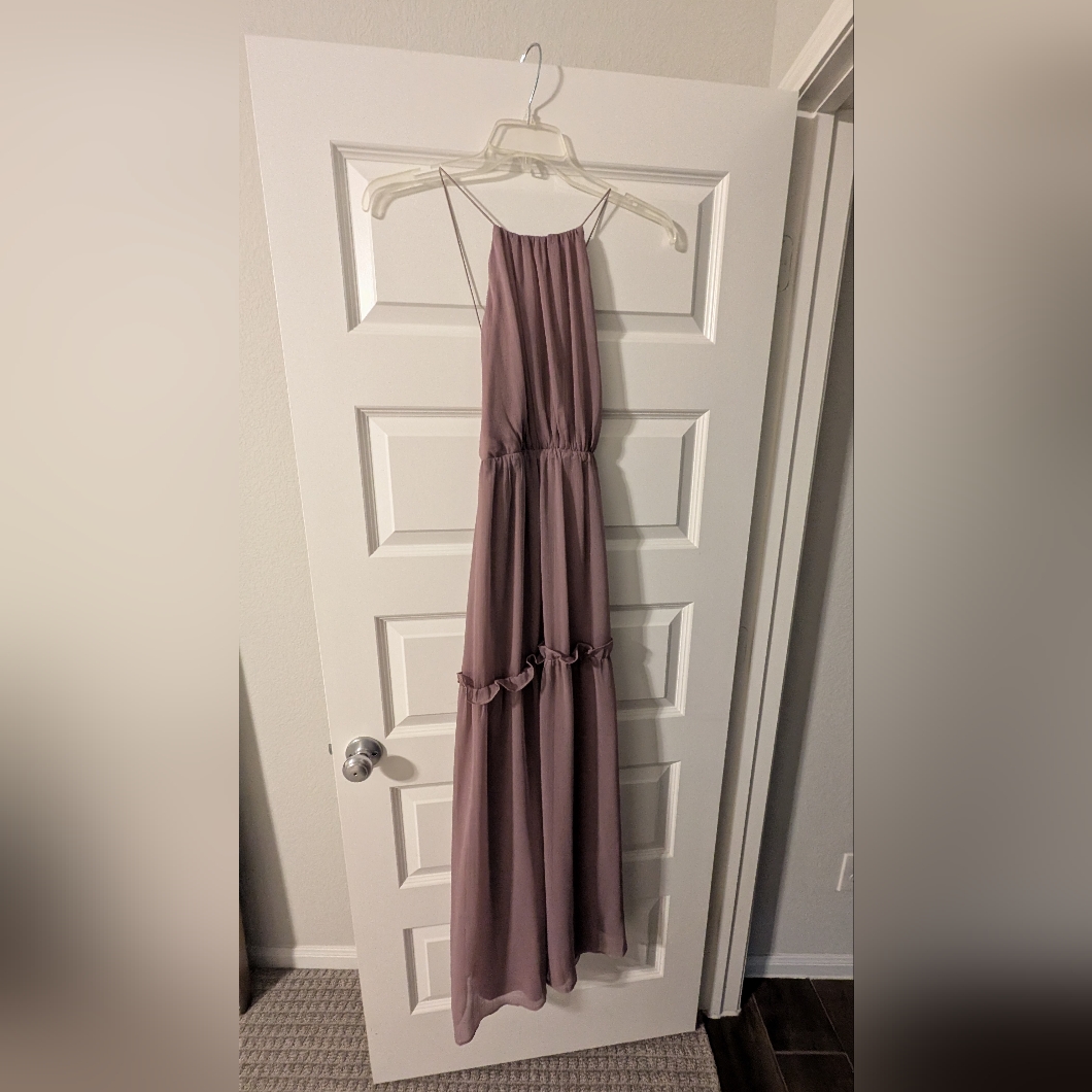 Francesca's Collections Pink Pleated Maxi Dress Halter Sleeveless